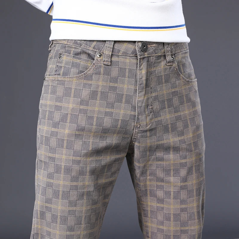 Sutton Men's Cotton Plaid Straight Leg Pants