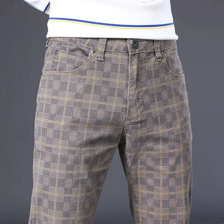 Sutton Men's Cotton Plaid Straight Leg Pants