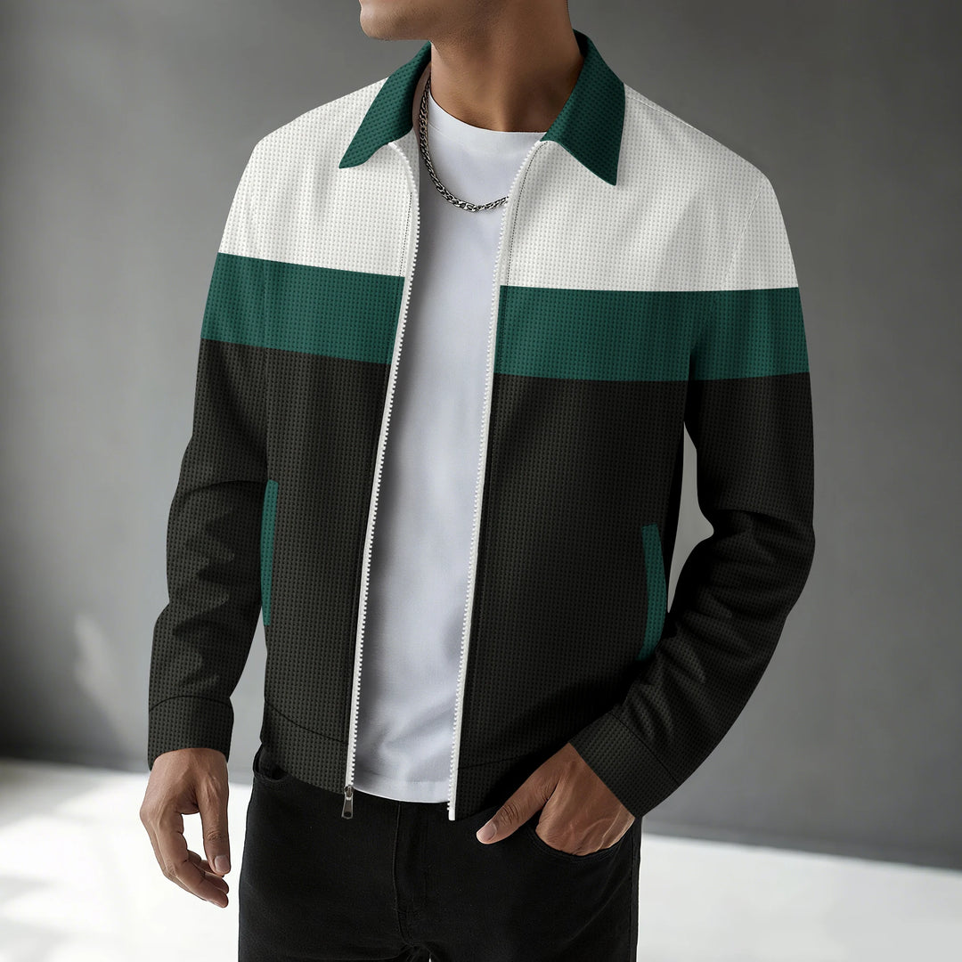 Valen Men's Waffle Knit Zip-Up Jacket