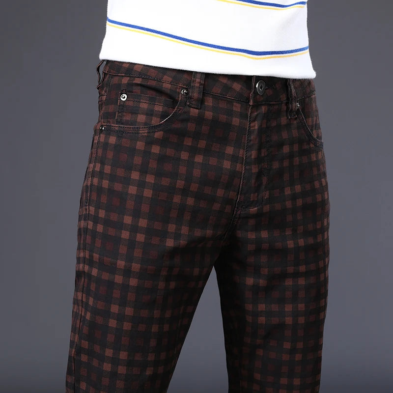 Sutton Men's Cotton Plaid Straight Leg Pants