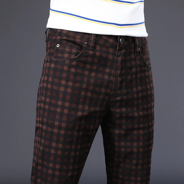 Sutton Men's Cotton Plaid Straight Leg Pants