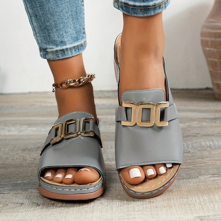 Callan Leather Platform Wedge Sandals