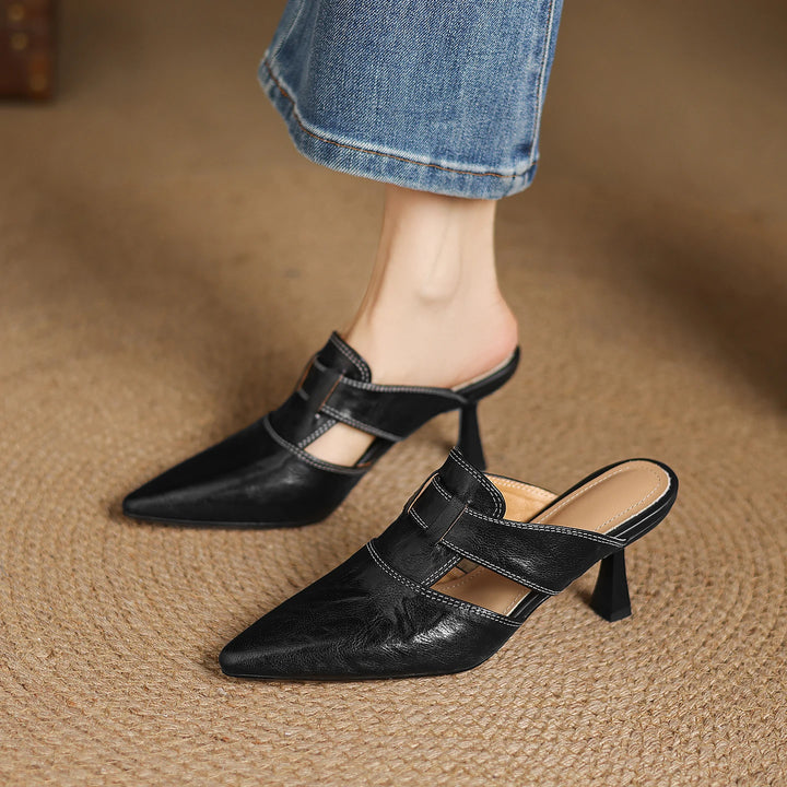 Marlowe Genuine Leather Pointed-Toe Mules