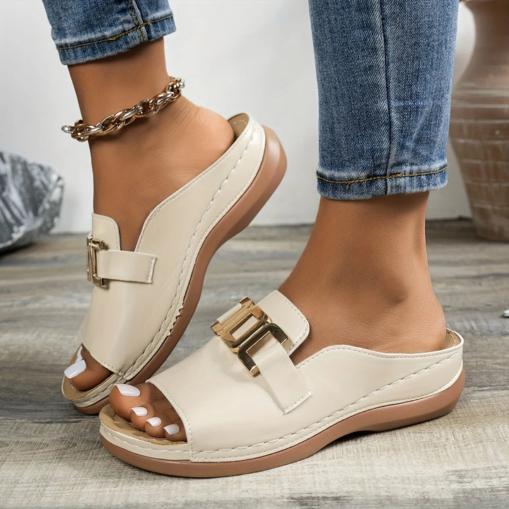 Callan Leather Platform Wedge Sandals