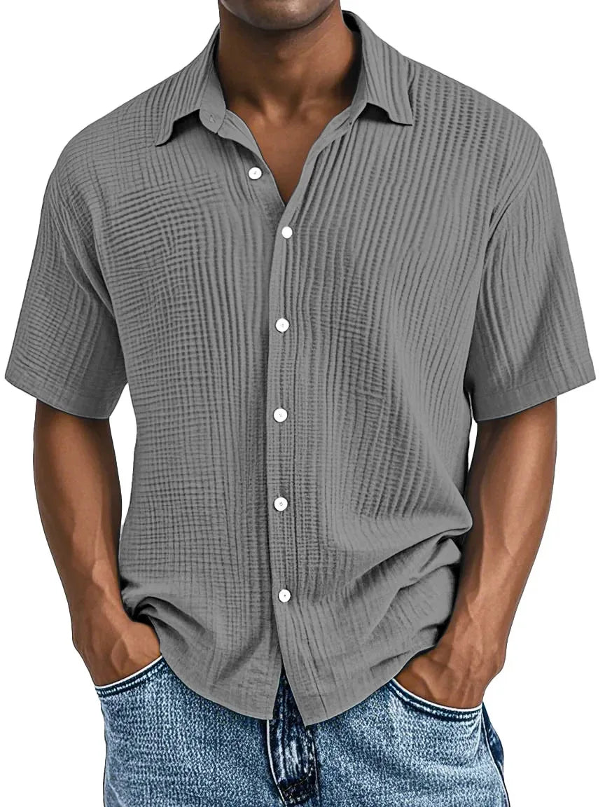 Bancroft Crinkle Textured Cotton Short Sleeve Shirt