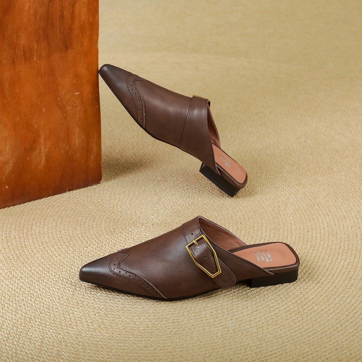 Marcelle Genuine Leather Pointed-Toe Mules