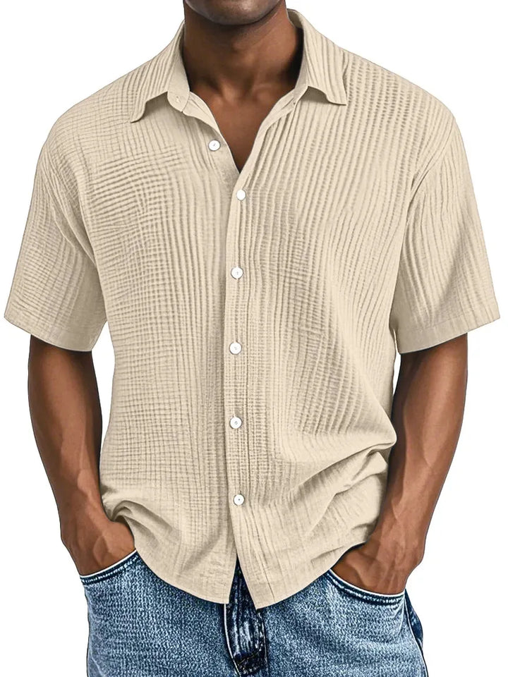 Bancroft Crinkle Textured Cotton Short Sleeve Shirt