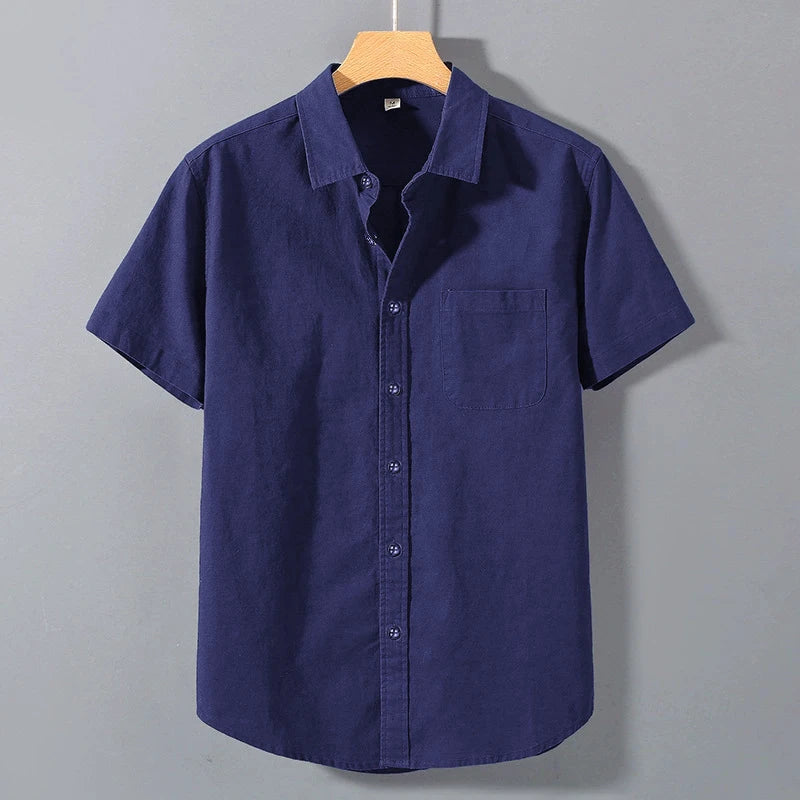 Colton Men's Breathable Cotton Short Sleeve Button Up Shirt