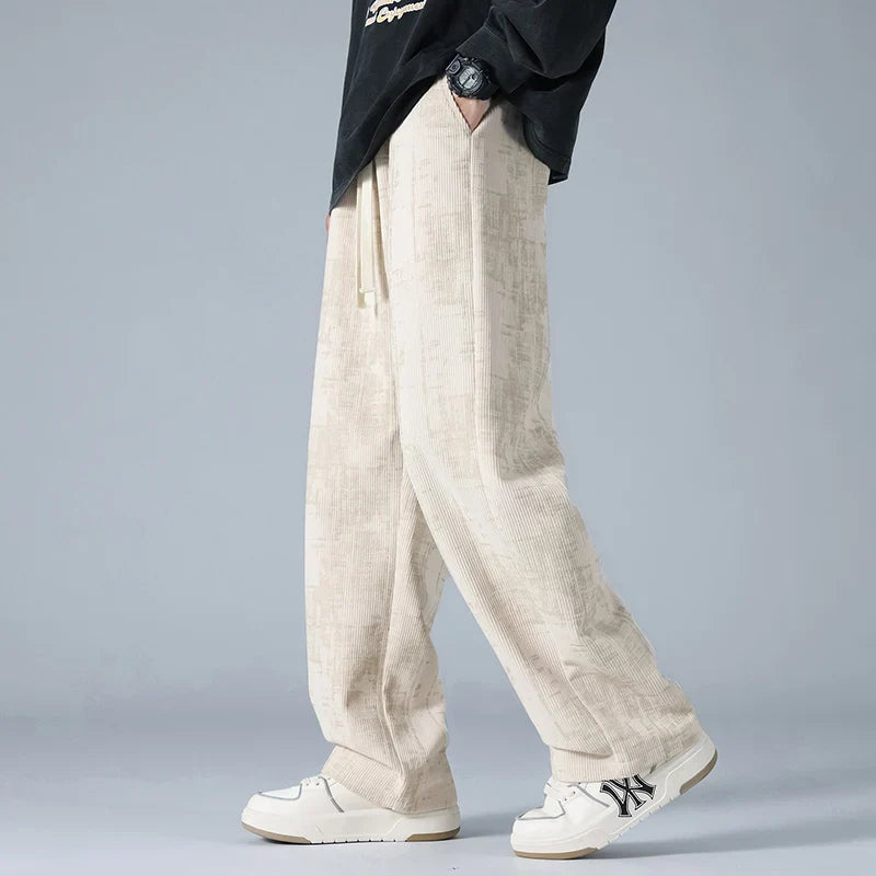 Vellova Men's Corduroy Wide-Leg Pants