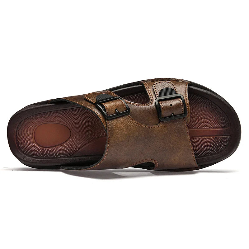 Crews Cowhide Leather Slide Sandals