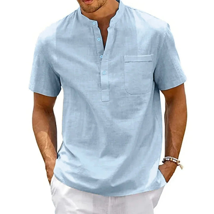 Vance Men's Linen Henley Shirt
