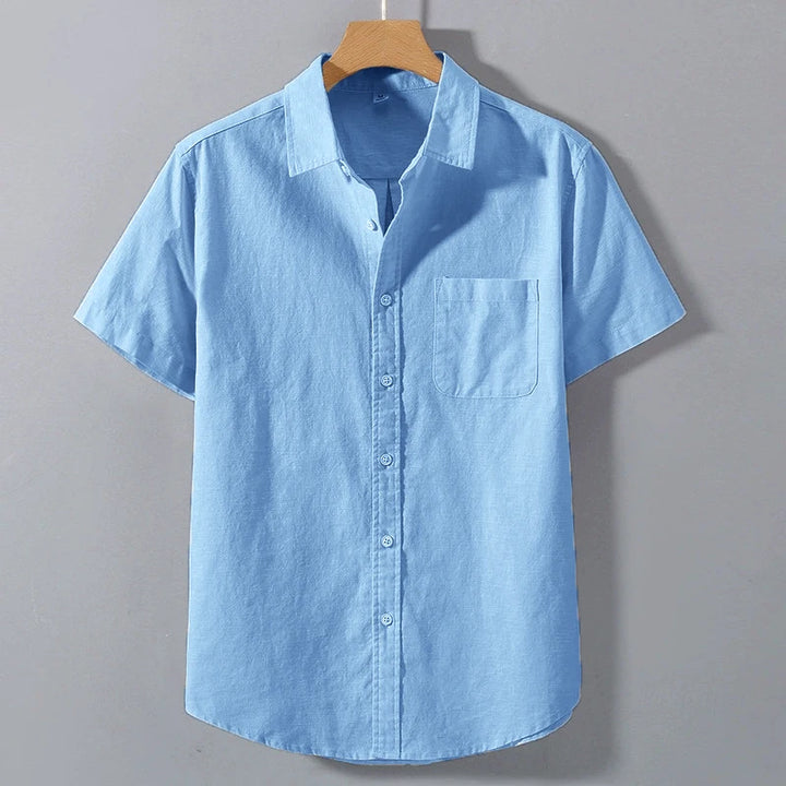 Colton Men's Breathable Cotton Short Sleeve Button Up Shirt