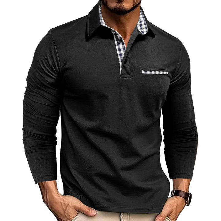 Whitman Men's Long Sleeve Contrast Collar Polo