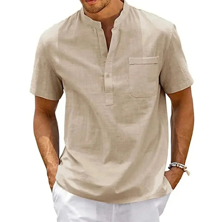 Vance Men's Linen Henley Shirt