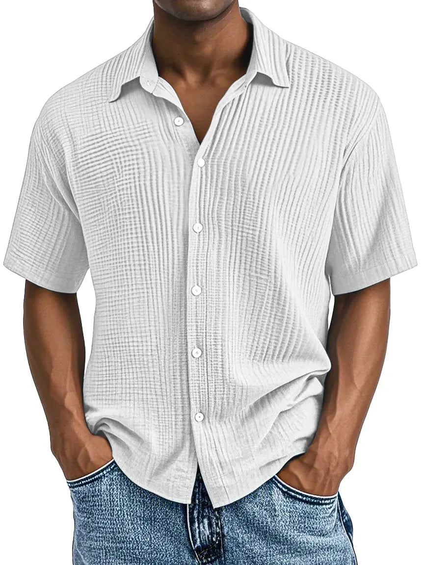 Bancroft Crinkle Textured Cotton Short Sleeve Shirt