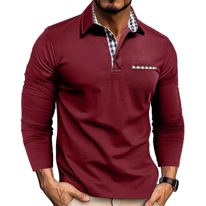 Whitman Men's Long Sleeve Contrast Collar Polo