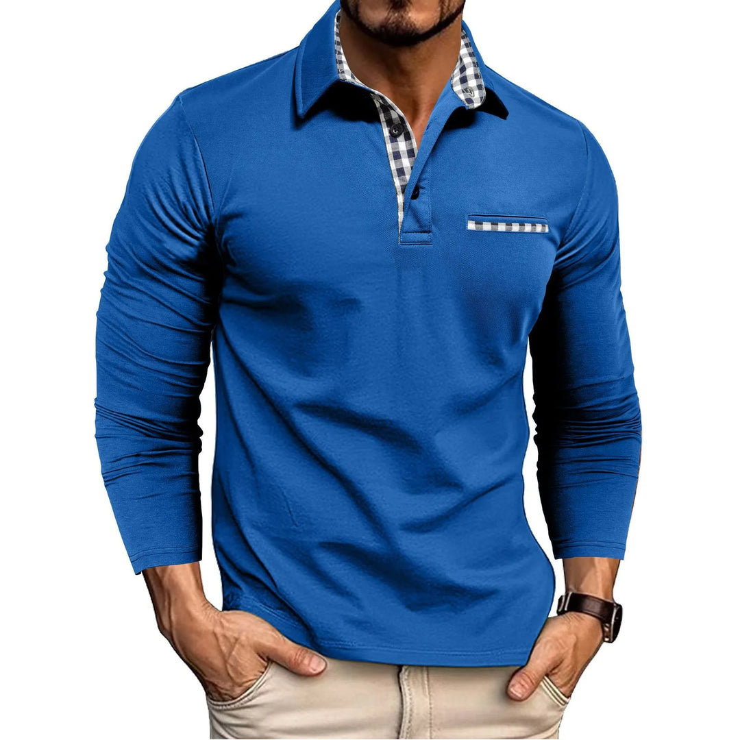 Whitman Men's Long Sleeve Contrast Collar Polo