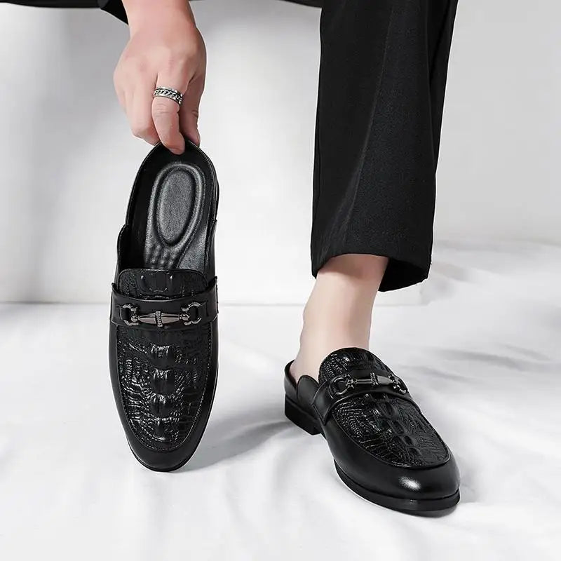 Zane Men's Genuine Leather Backless Mules