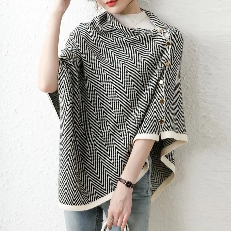 Wrenley Women's Zigzag Knit Poncho Cardigan