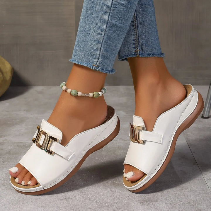 Callan Leather Platform Wedge Sandals