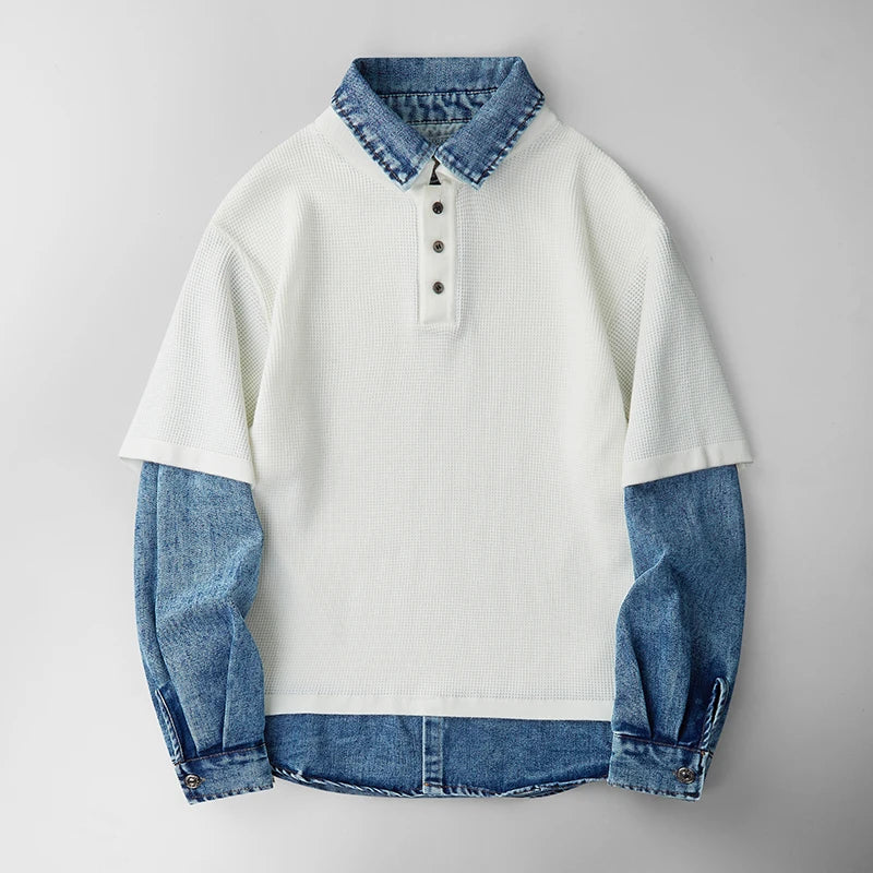 Jaxon Men's Layered Denim Sweater