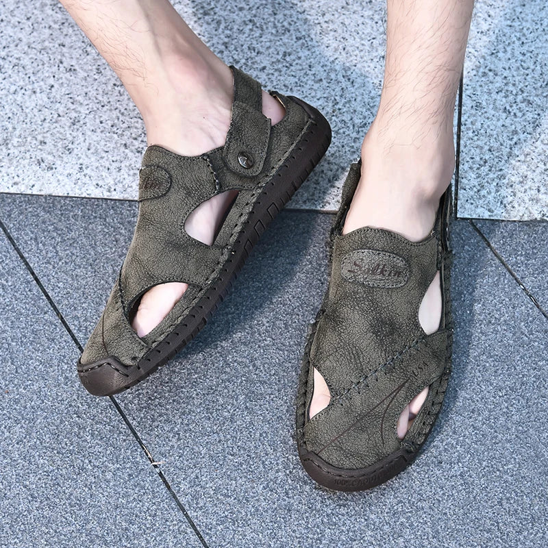 Cordovan Genuine Leather Fisherman Sandals