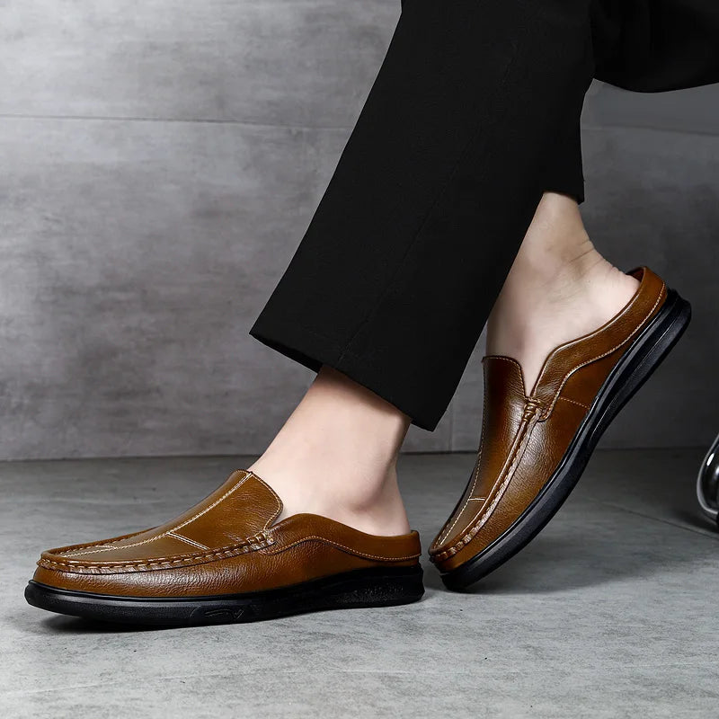 Valmont Men's Genuine Leather Backless Loafers