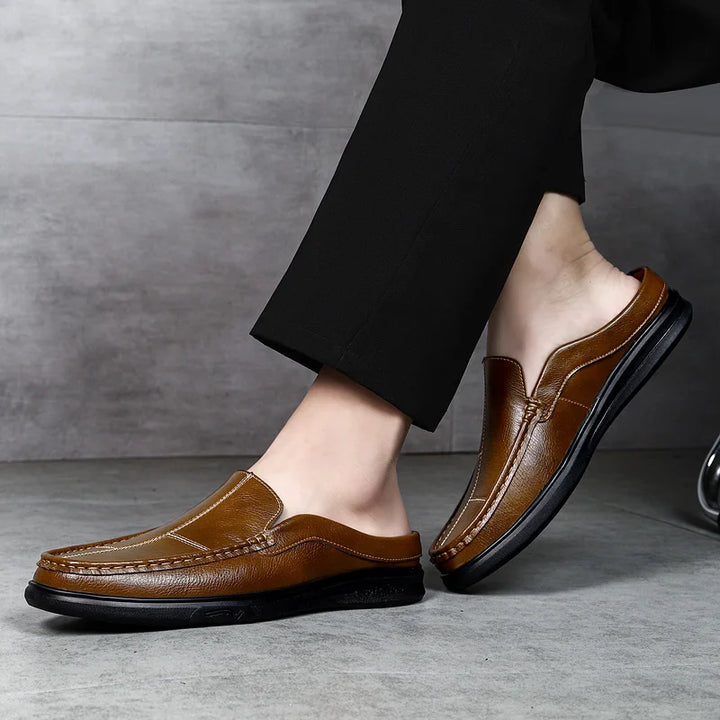 Valmont Men's Genuine Leather Backless Loafers