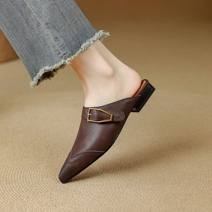 Marcelle Genuine Leather Pointed-Toe Mules
