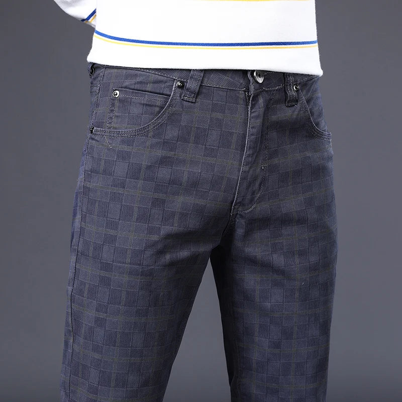 Sutton Men's Cotton Plaid Straight Leg Pants