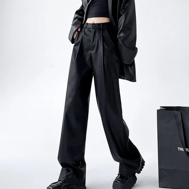Ashby Women's Deep Pleat Faux Leather Trousers