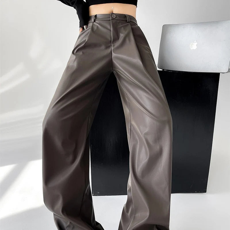 Ashby Women's Deep Pleat Faux Leather Trousers