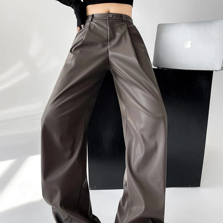 Ashby Women's Deep Pleat Faux Leather Trousers