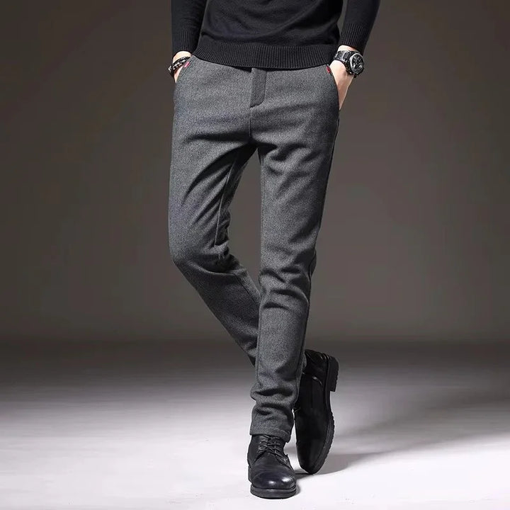 Henderson Slim-Fit Pants in gray, showcasing a modern, tailored fit with a soft cotton-bamboo blend for comfort.