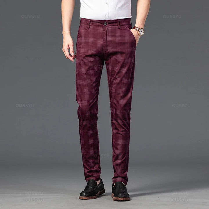 Harwick Men's Plaid Straight-Leg Trousers