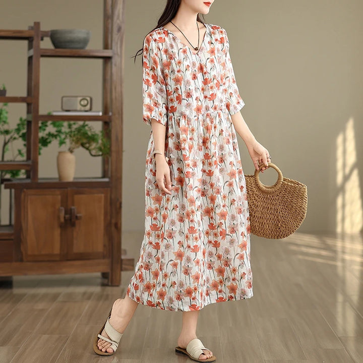 Poppy Women's Floral Maxi Dress with Sleeves