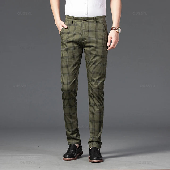 Harwick Men's Plaid Straight-Leg Trousers