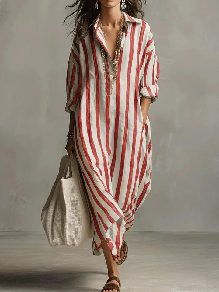 Seren Striped Linen Maxi Dress