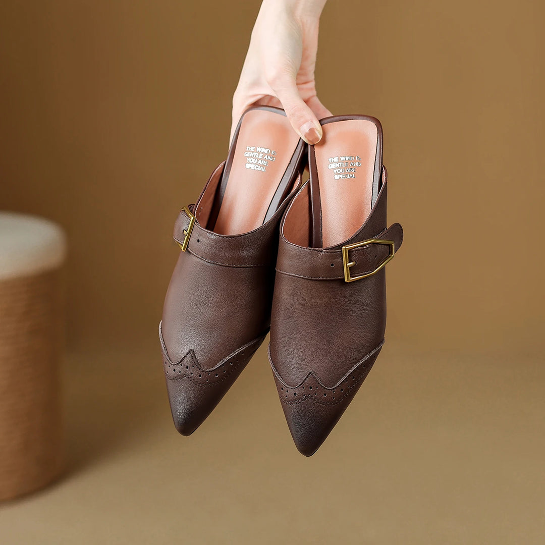 Marcelle Genuine Leather Pointed-Toe Mules