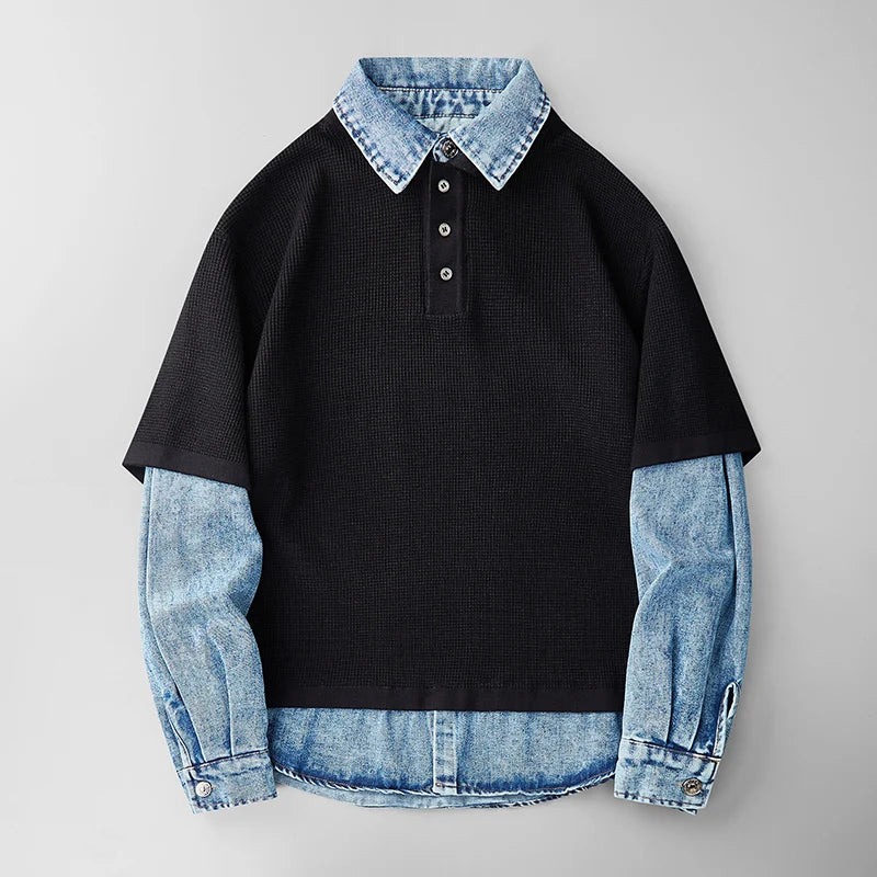Jaxon Men's Layered Denim Sweater