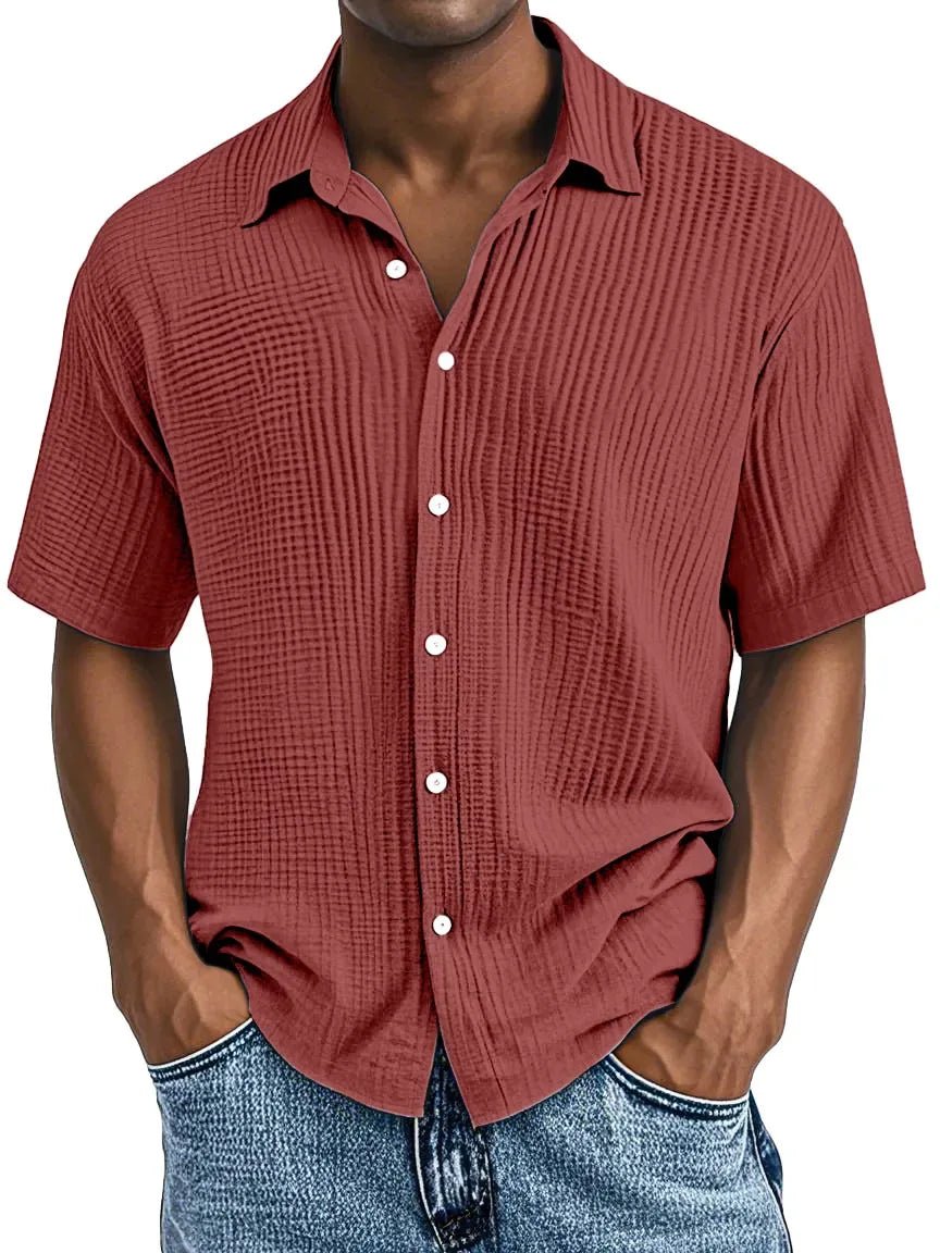 Bancroft Crinkle Textured Cotton Short Sleeve Shirt