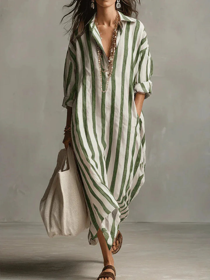 Seren Striped Linen Maxi Dress