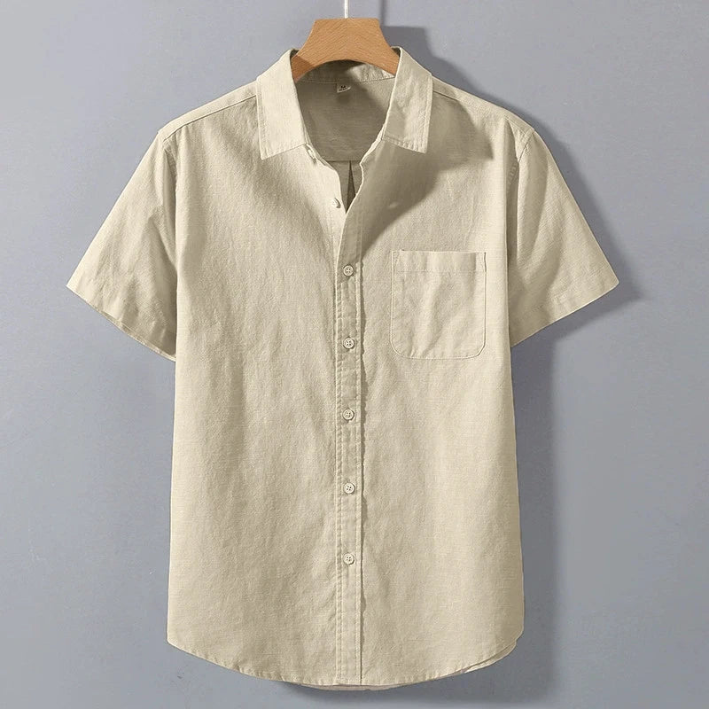 Colton Men's Breathable Cotton Short Sleeve Button Up Shirt