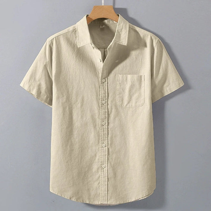 Colton Men's Breathable Cotton Short Sleeve Button Up Shirt
