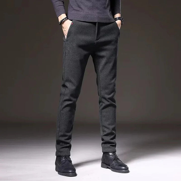Henderson Slim-Fit Pants in dark gray, made from soft cotton-bamboo blend, featuring a tailored fit and modern style.