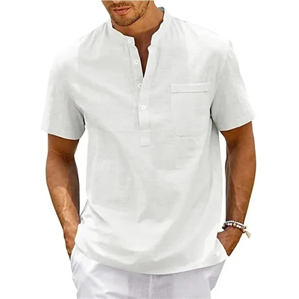 Vance Men's Linen Henley Shirt