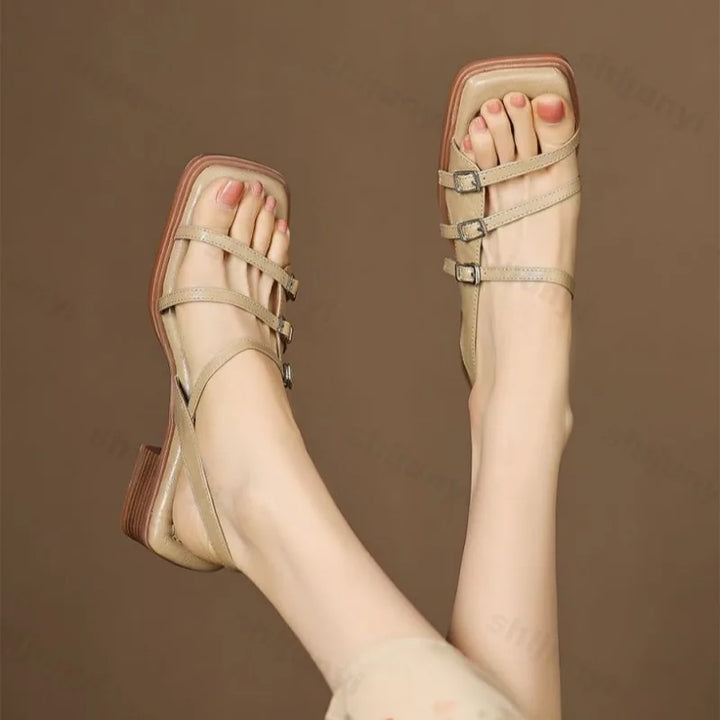 Sorrento Square Toe Block Heel Sandals
