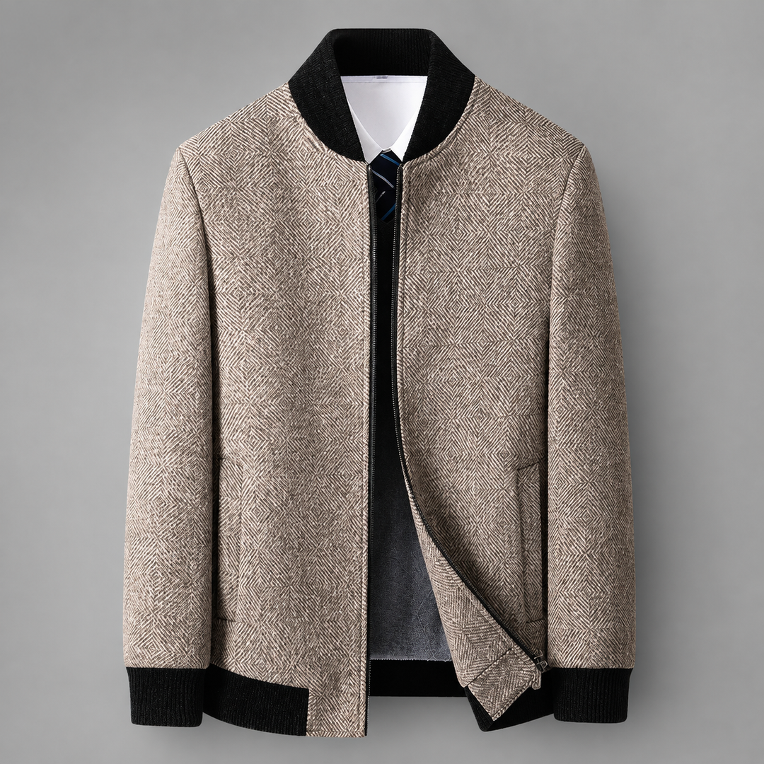 Tallis Wool Herringbone Bomber Jacket