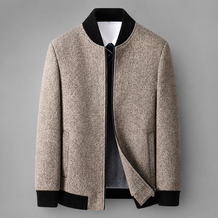 Tallis Wool Herringbone Bomber Jacket