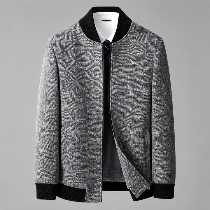 Tallis Wool Herringbone Bomber Jacket
